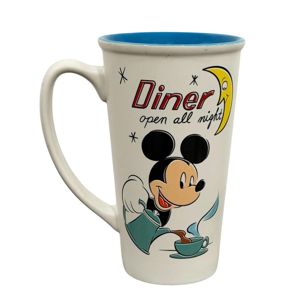 Mickey Mouse "Diner Open All Night" Retro Mug Coffee Cup Disney Store